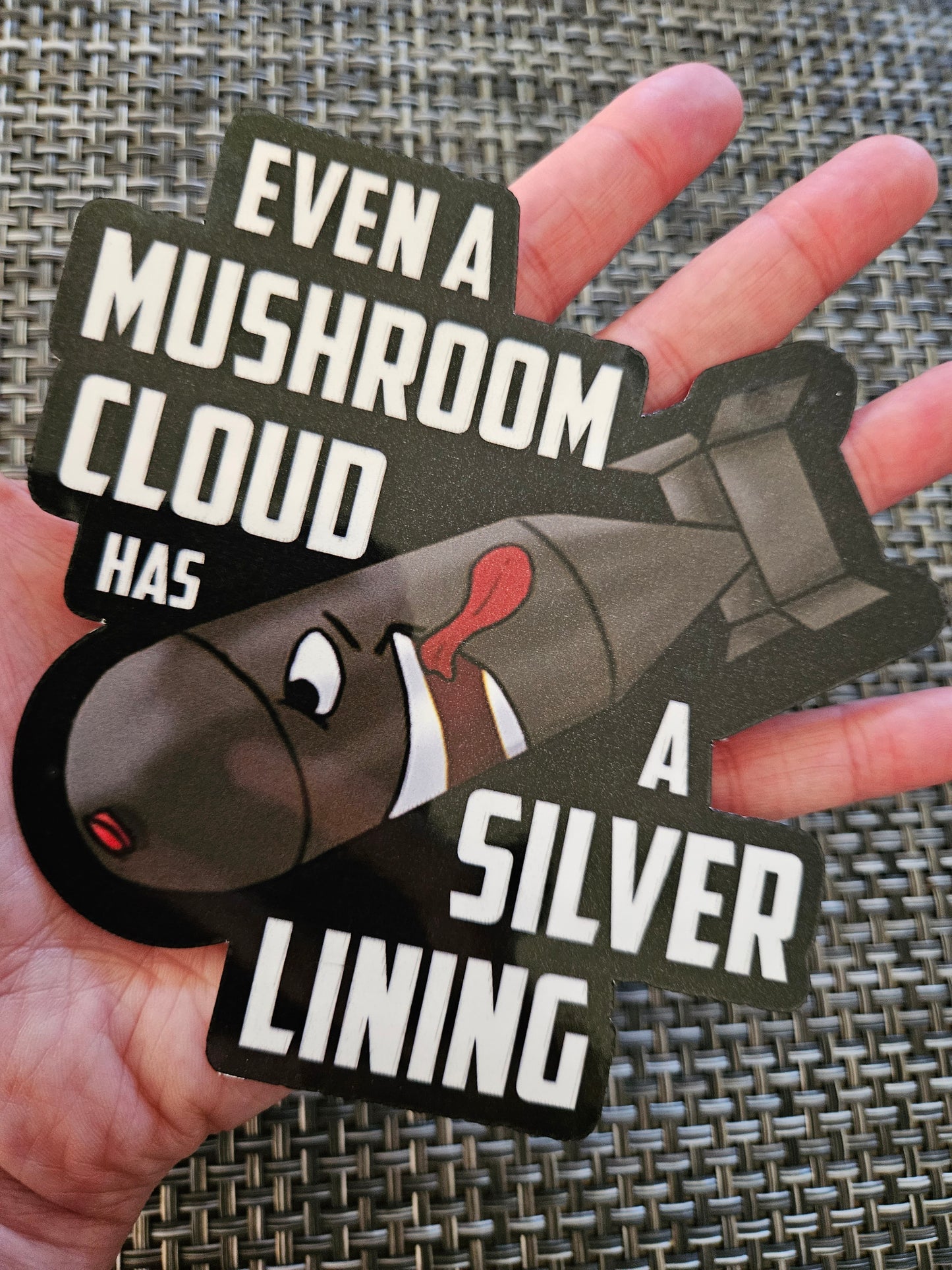 JUMBO Even a Mushroom Cloud Has a Silver Lining Bomb sticker - Benjamin Wallace Books