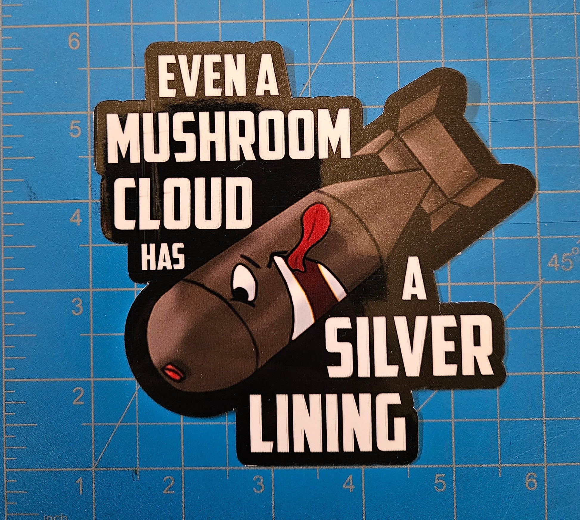 JUMBO Even a Mushroom Cloud Has a Silver Lining Bomb sticker - Benjamin Wallace Books