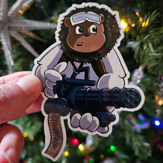Minigun Bear sticker - Benjamin Wallace Books