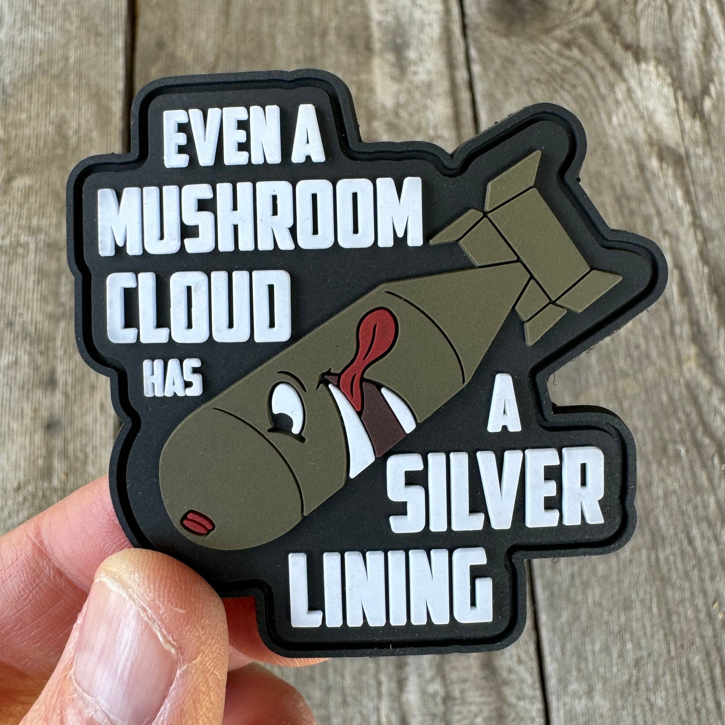 Even a Mushroom Cloud Has a Silver Lining Bomb Morale Patch (PVC) - Benjamin Wallace Books