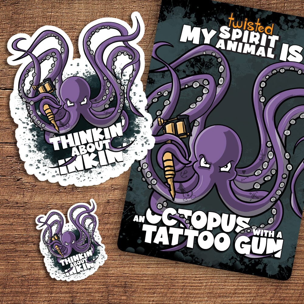 An Octopus with a Tattoo Gun sticker pack sticker DangerBearIndustries