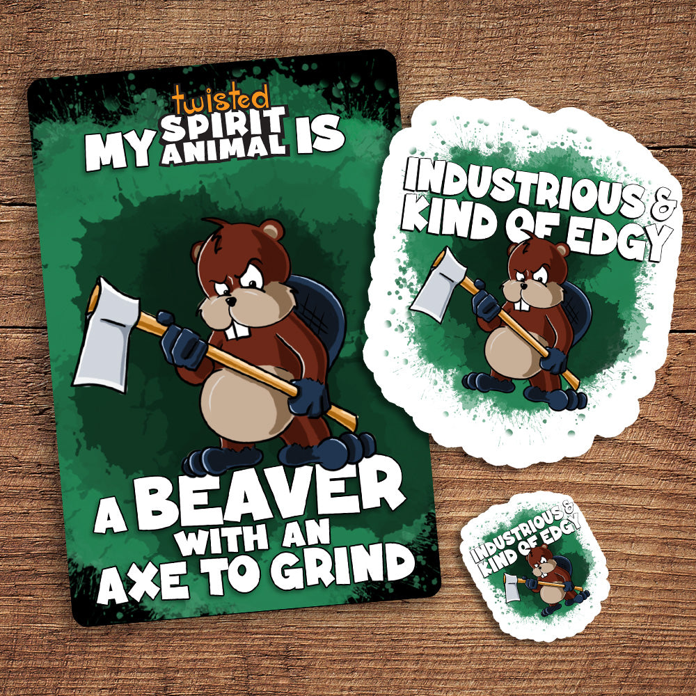 Beaver with an Axe to Grind sticker pack DangerBearIndustries