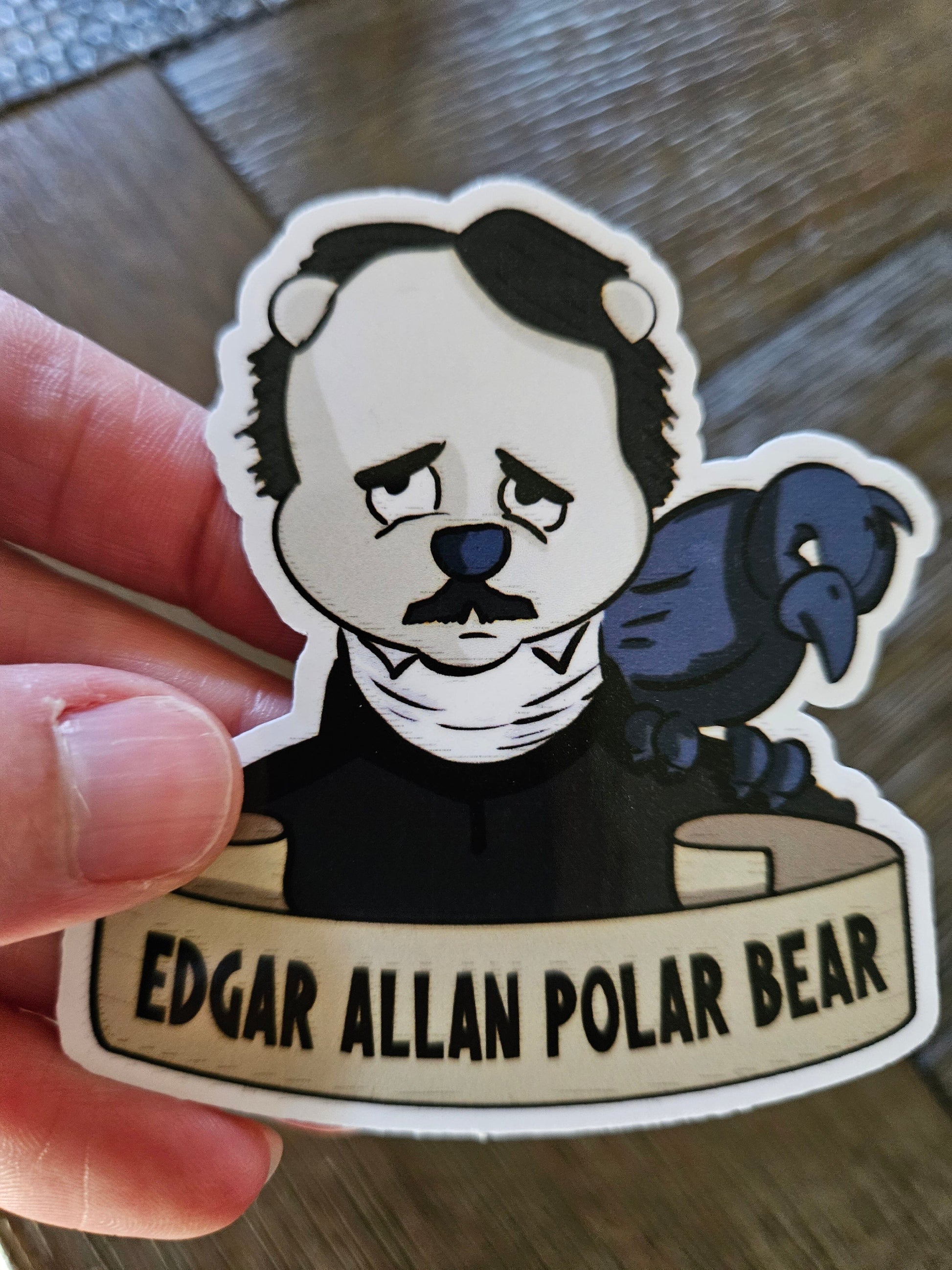 Edgar Allan Polar Bear sticker - Benjamin Wallace Books