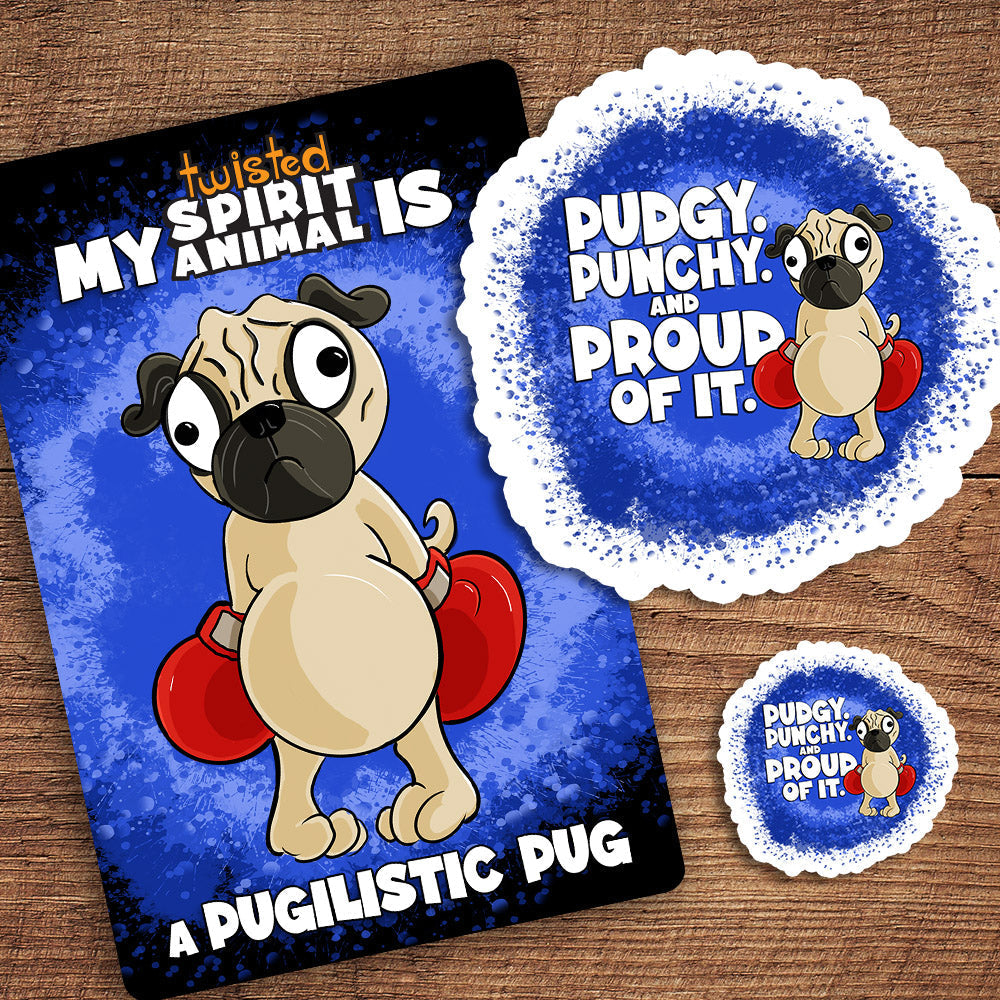 Pugilistic Pug sticker pack DangerBearIndustries