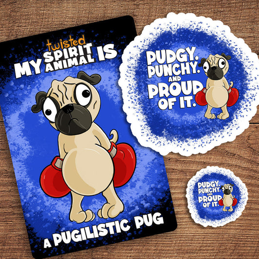 Pugilistic Pug sticker pack DangerBearIndustries