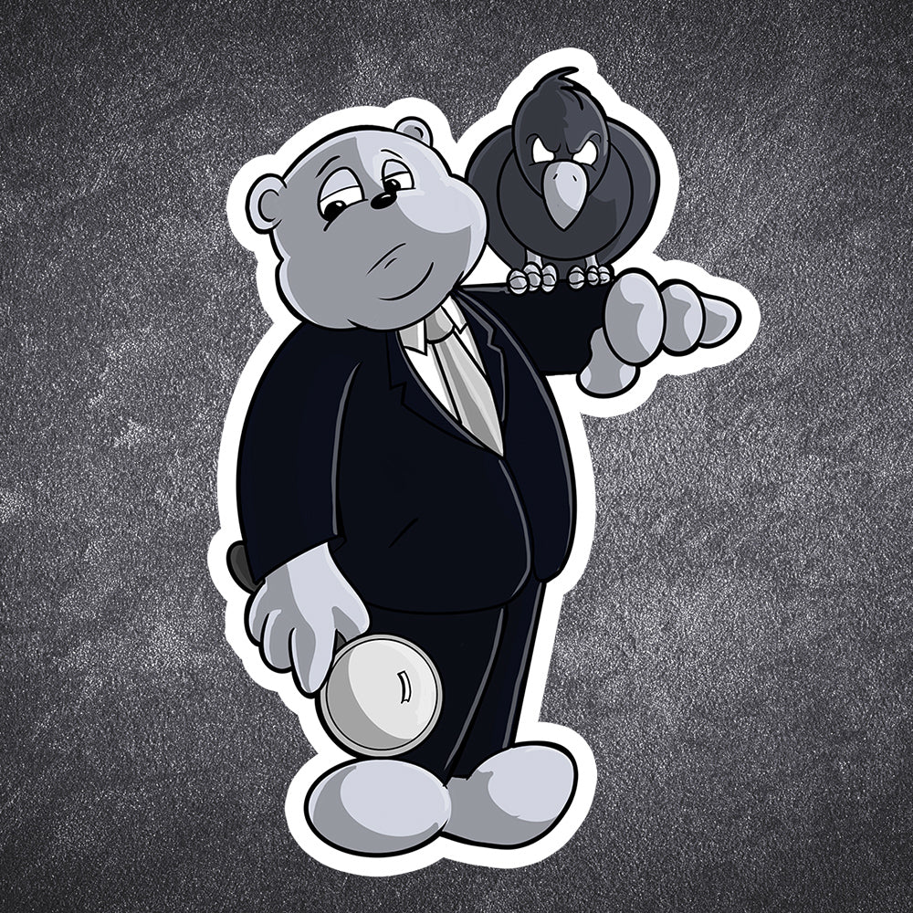 Alfred Bearcock sticker - Benjamin Wallace Books