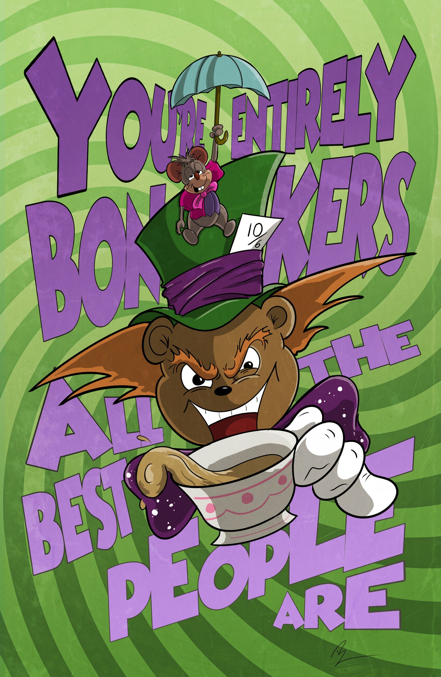 Mad Hatbear 11x17 Print - Benjamin Wallace Books
