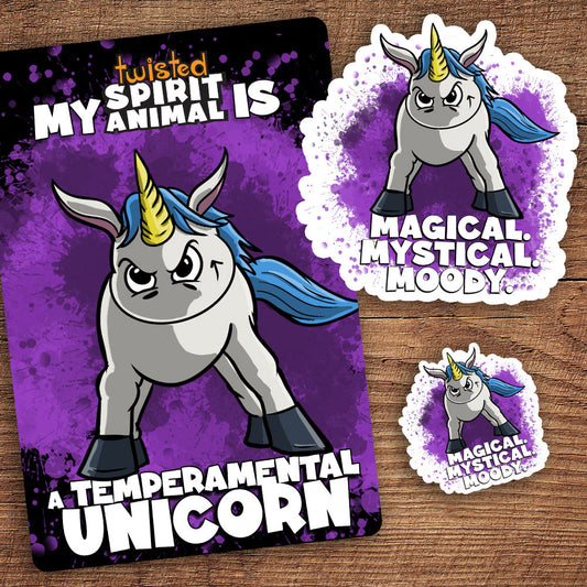 Temperamental Unicorn sticker pack - Benjamin Wallace Books