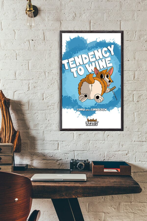 Corgi with a Corkscrew 11x17 Print DangerBearIndustries 