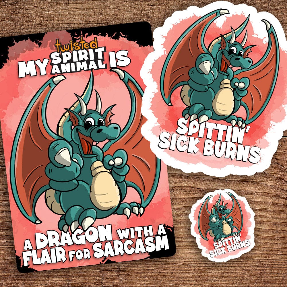 Dragon with a Flair for Sarcasm sticker pack DangerBearIndustries 