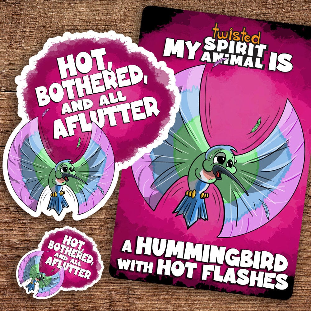 Hummingbird with Hot Flashes sticker pack DangerBearIndustries 