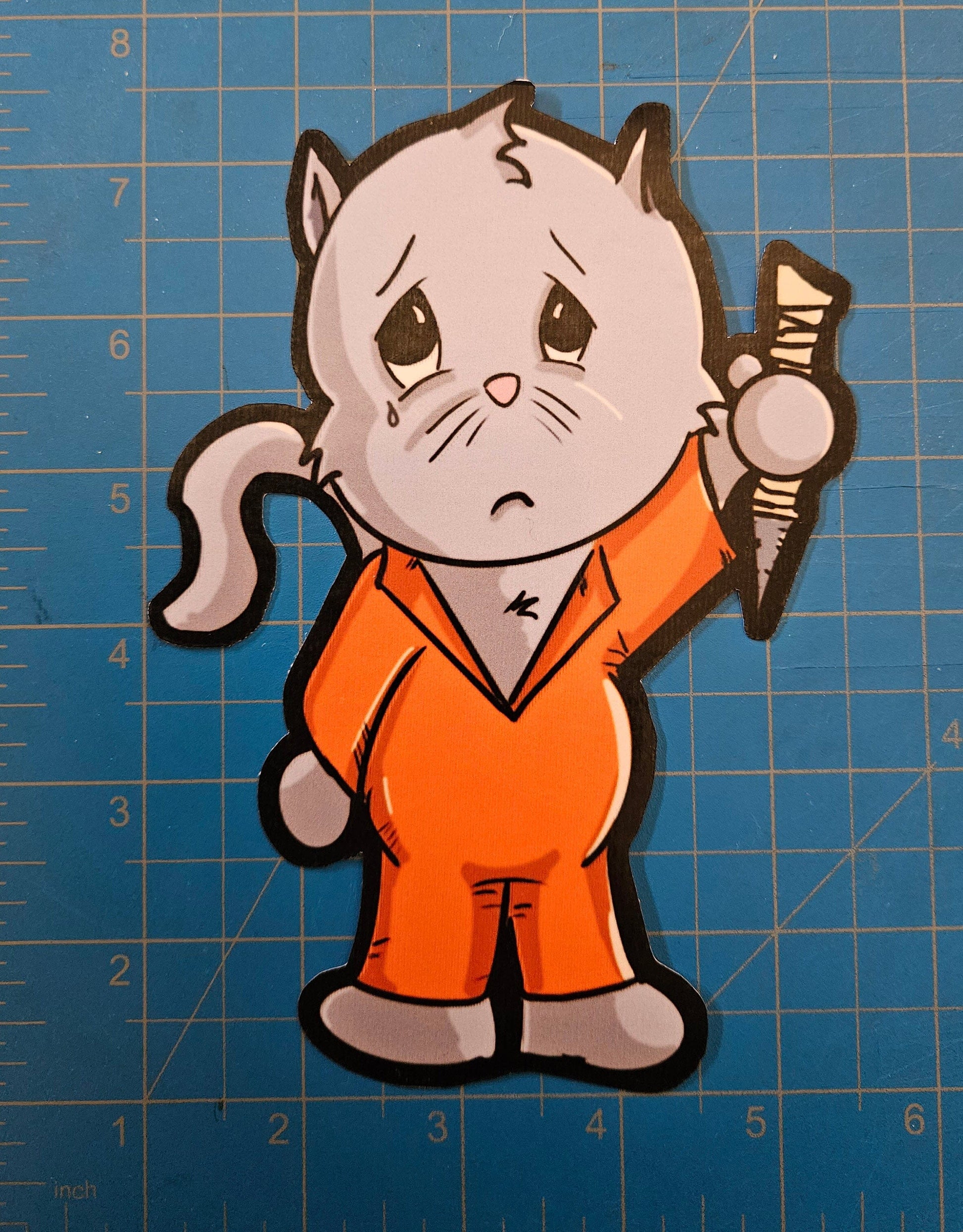 JUMBO Kitten with a Prison Shank sticker sticker DangerBearIndustries 