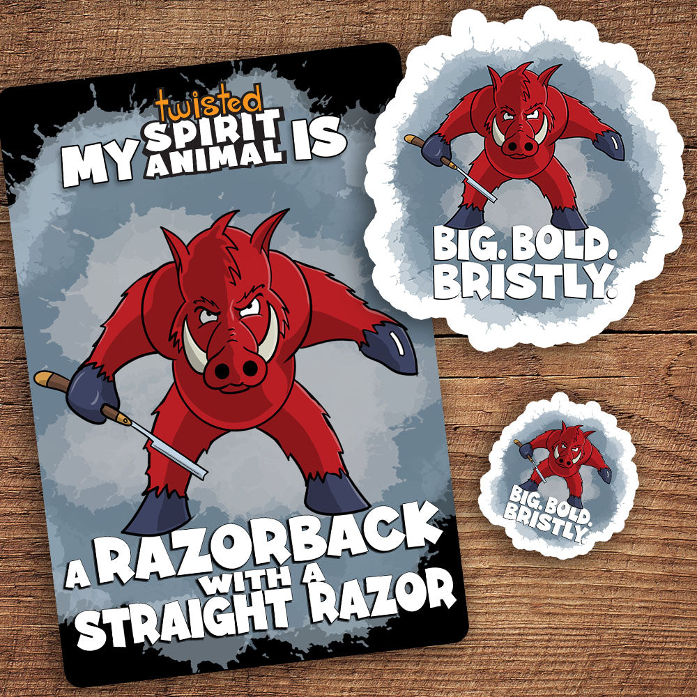 Razorback with a Straight Razor sticker pack | Benjamin Wallace Books