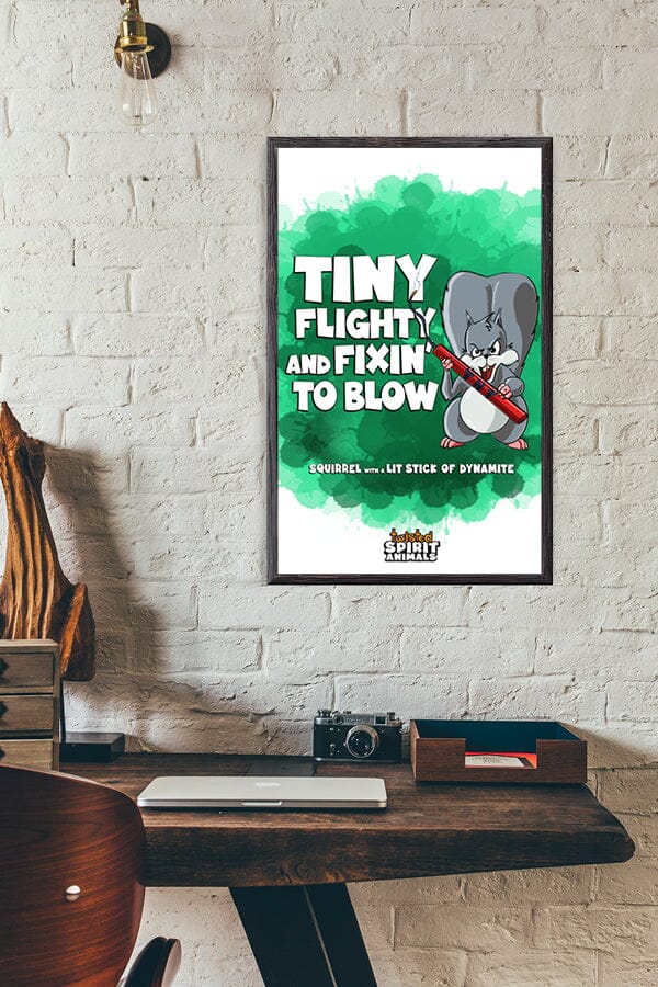 Squirrel with a Lit Stick of Dynamite 11x17 Print DangerBearIndustries 